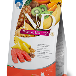 N&D Tropical Selection kutyáknak- Lazac, tönkölybúza, zab, trópusi gyümölcsök- Felnőtt-Mini