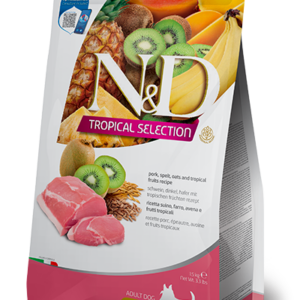 N&D Tropical Selection kutyáknak- Sertés, tönkölybúza, zab, trópusi gyümölcsök- Felnőtt- Mini