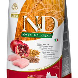 N&D Ősi gabonával kutyáknak- Csirke & Gránátalma -Felnőtt -Mini