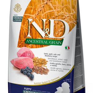 N&D Ősi gabonával kutyáknak- Bárány & Áfonya -Kölyök -Medium & Maxi- 12 kg