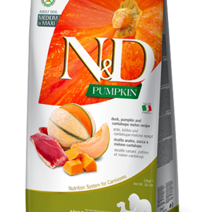 N&D Pumpkin kutyáknak- Kacsa & Sárgadinnye -Felnőtt -Medium & Maxi- 12 kg